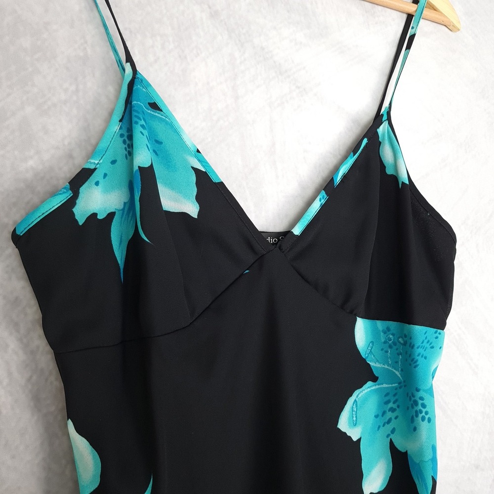 Vintage Floral Whimsy Dress Womens Large Asymmetrical Hem Spaghetti Strap 90s - Picture 3 of 16